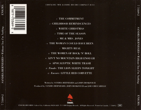 Sandra Bernhard : Without You I'm Nothing (CD, Album)