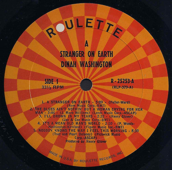 Dinah Washington : A Stranger On Earth (LP, Mono)