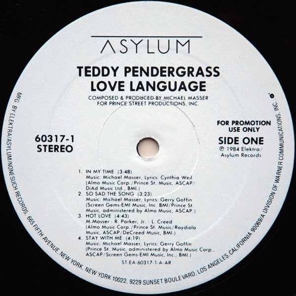 Teddy Pendergrass : Love Language (LP, Album, Promo)