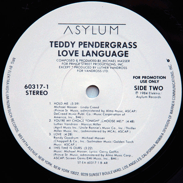 Teddy Pendergrass : Love Language (LP, Album, Promo)