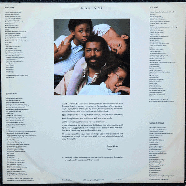 Teddy Pendergrass : Love Language (LP, Album, Promo)