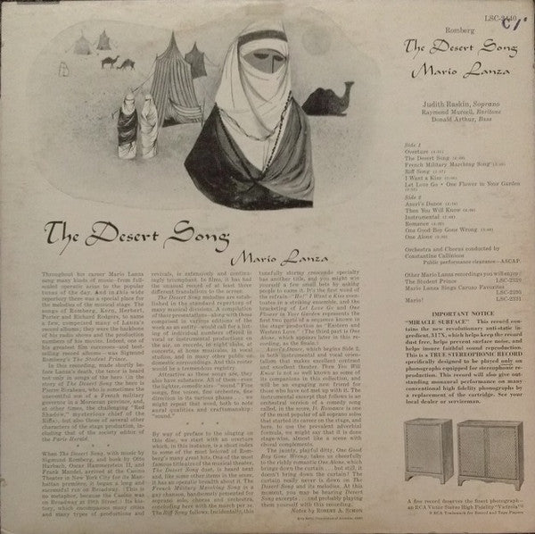 Mario Lanza : The Desert Song (LP, Album)