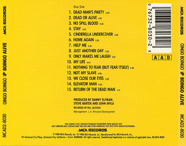 Oingo Boingo : Boingo Alive (Celebration Of A Decade 1979–1988) (2xCD, Album)