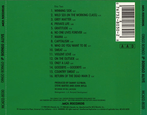 Oingo Boingo : Boingo Alive (Celebration Of A Decade 1979–1988) (2xCD, Album)
