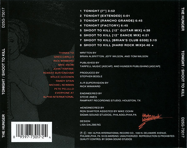 The Hunger : Tonight / Shoot To Kill (CD, Maxi)