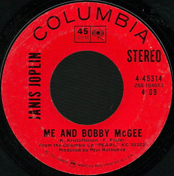 Janis Joplin : Me And Bobby McGee / Half Moon (7", Single, Styrene, Ter)