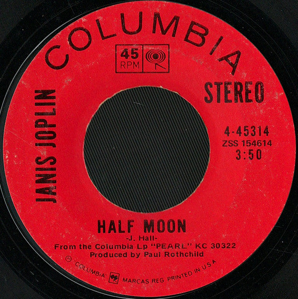 Janis Joplin : Me And Bobby McGee / Half Moon (7", Single, Styrene, Ter)