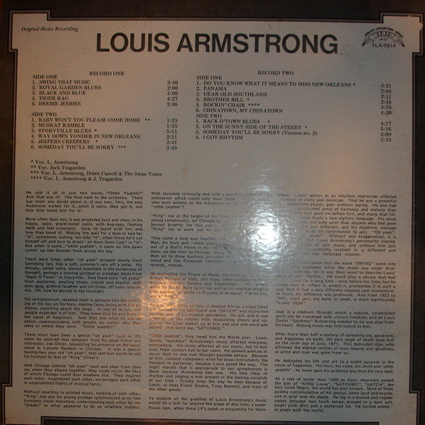 Louis Armstrong : Louis Armstrong (2xLP, Comp)