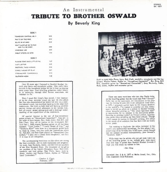 Beverly King : (An Instrumental) Tribute To Brother Oswald (LP, Album)