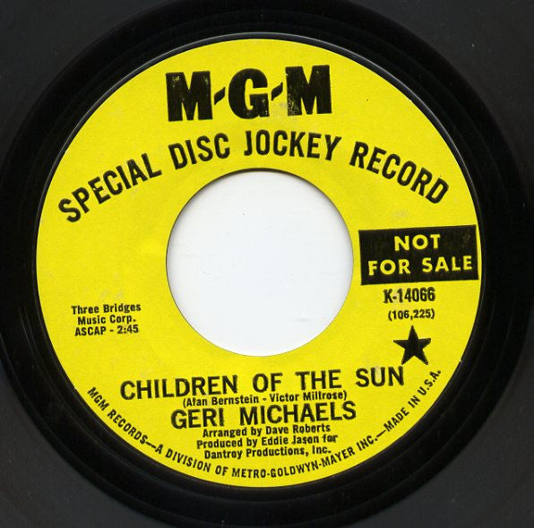 Geri Michaels : Children Of The Sun / Happy Feeling (7", Single, Promo)