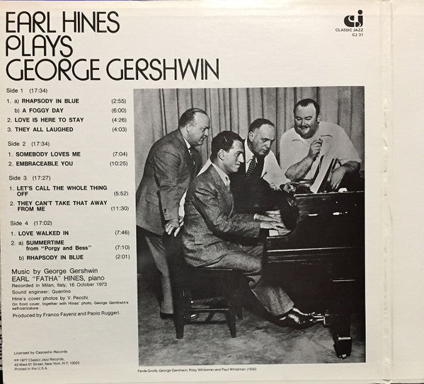 Earl Hines : Earl Hines Plays George Gershwin (2xLP, Album, Gat)