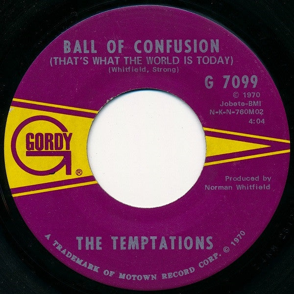 The Temptations : Ball Of Confusion (That's What The World Is Today) (7", Single, ARP)