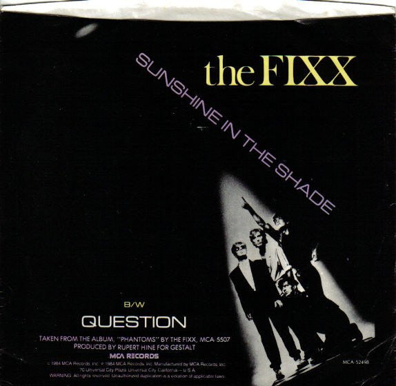 The Fixx : Sunshine In The Shade (7", Single, Promo, Yel)