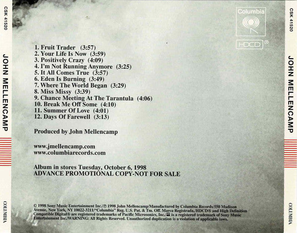 John Cougar Mellencamp : John Mellencamp (HDCD, Advance, Album, Promo)