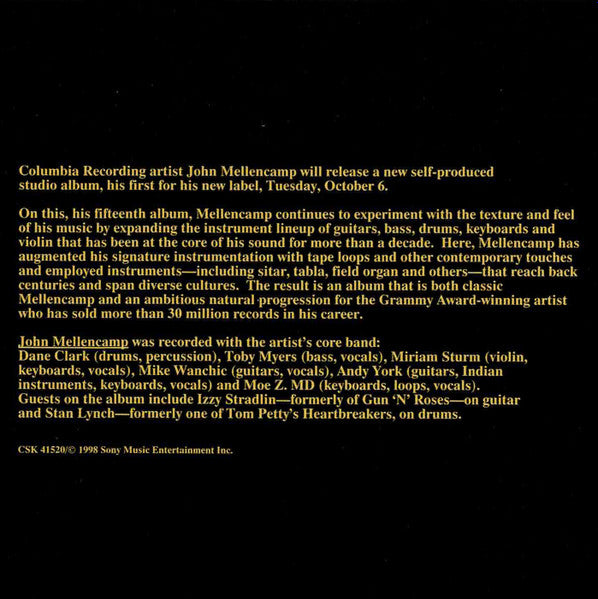 John Cougar Mellencamp : John Mellencamp (HDCD, Advance, Album, Promo)