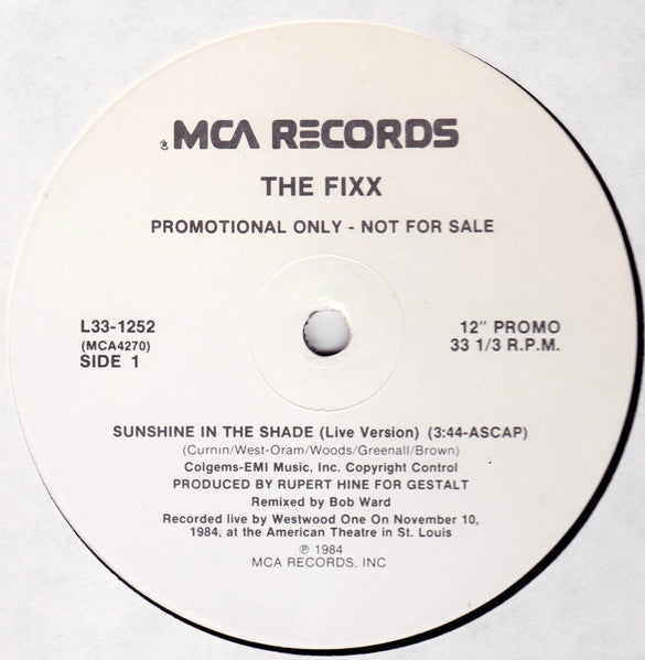The Fixx : Sunshine In The Shade (Live Version) (12", Single, Promo)