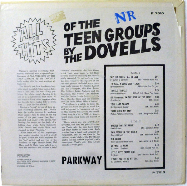 The Dovells : "All The Hits" Of The Teen Groups (LP, Mono)
