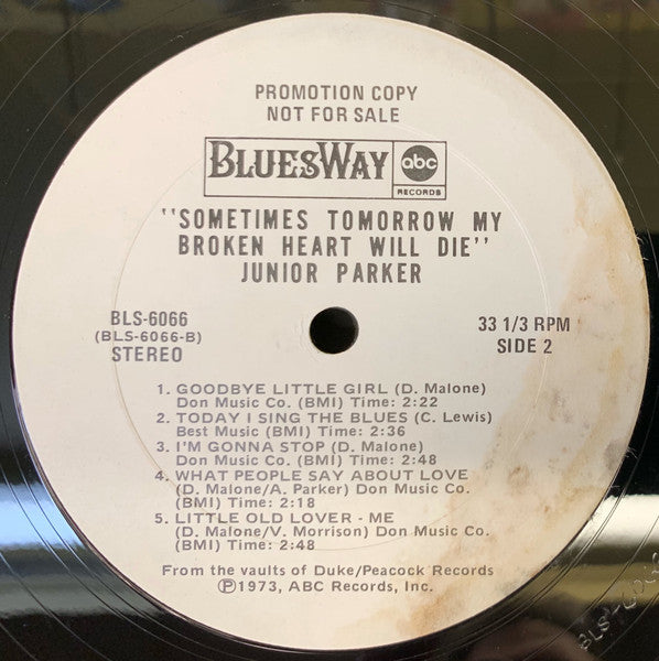 Little Junior Parker : Sometimes Tomorrow My Broken Heart Will Die (LP, Album, Comp, Promo, W/Lbl)