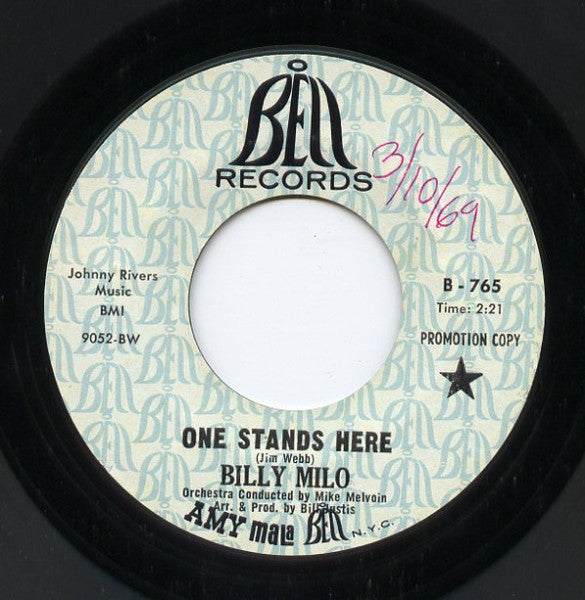 Billy Milo : One Stands Here / Karma (The Story Of Life In Three Parts) (7", Single, Promo)