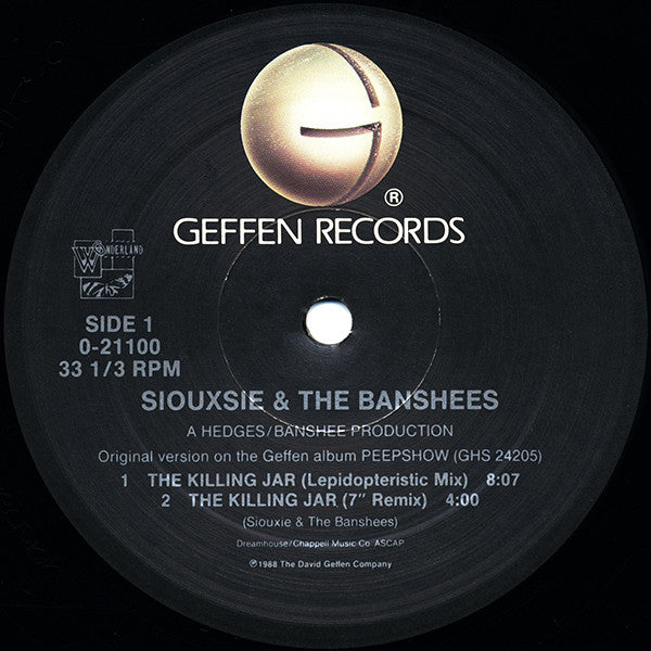 Siouxsie & The Banshees : The Killing Jar (Lepidopteristic Mix) (12", Maxi)
