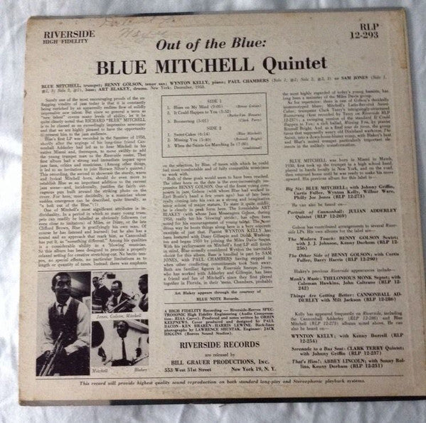 Blue Mitchell : Out Of The Blue (LP, Album, Mono, Dee)