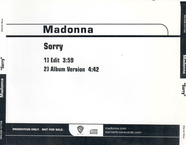 Madonna : Sorry (CD, Single, Promo)
