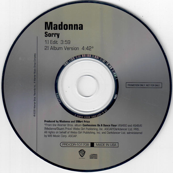 Madonna : Sorry (CD, Single, Promo)