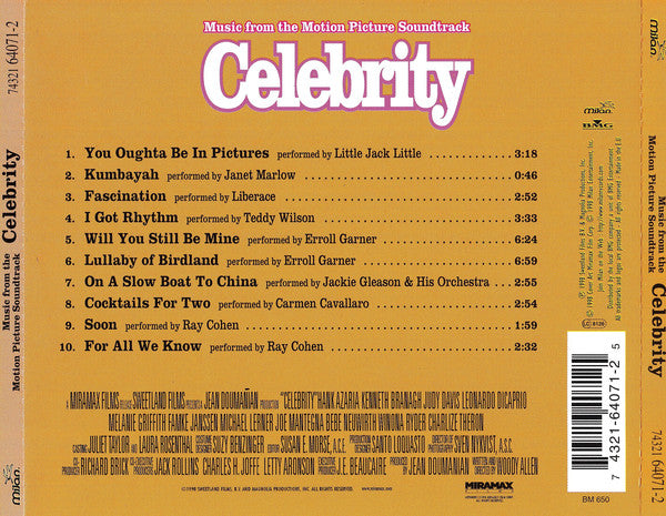 Various : Celebrity (Music From The Motion Picture Soundtrack) (CD, Comp)