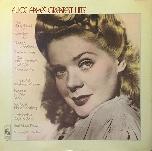 Alice Faye : Alice Faye's Greatest  Hits (LP, Album)