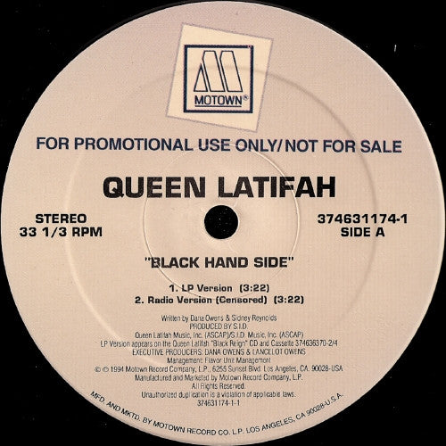 Queen Latifah : Black Hand Side (12", Promo)