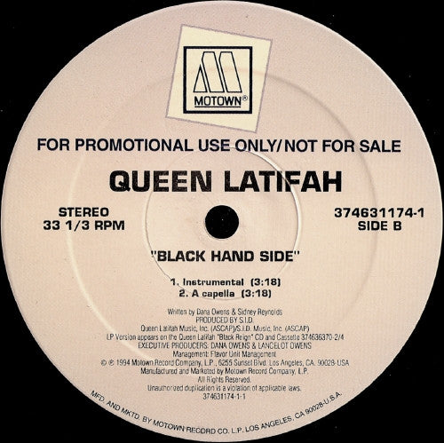 Queen Latifah : Black Hand Side (12", Promo)
