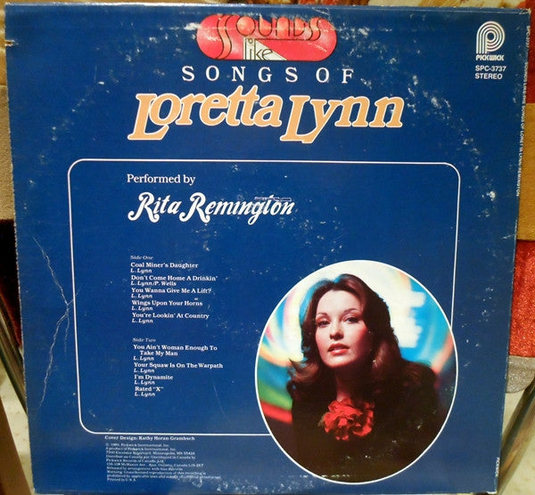 Rita Remington : Sounds Like The Songs Of Loretta Lynn Featuring Coal Miner's Daughter (LP, RE)