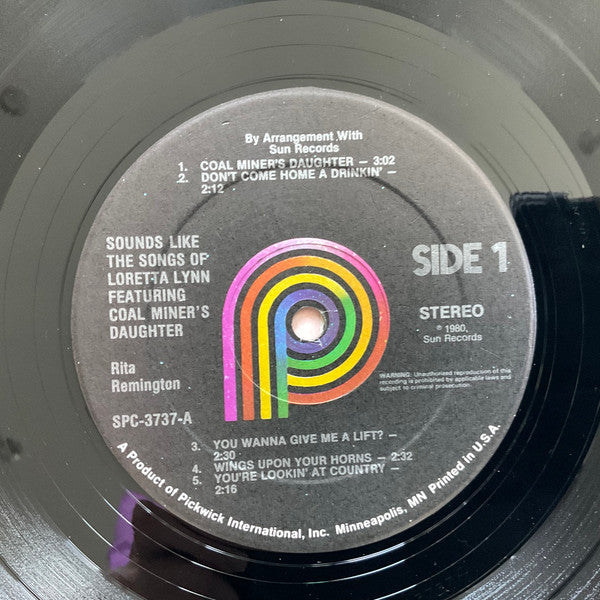 Rita Remington : Sounds Like The Songs Of Loretta Lynn Featuring Coal Miner's Daughter (LP, RE)