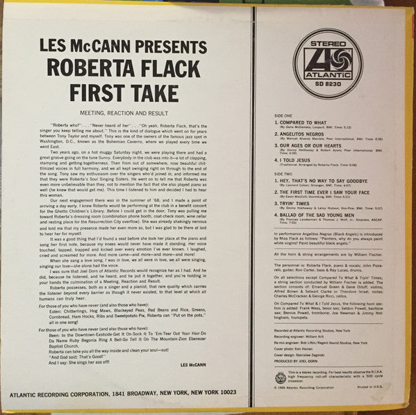 Roberta Flack : First Take (LP, Album, 184)