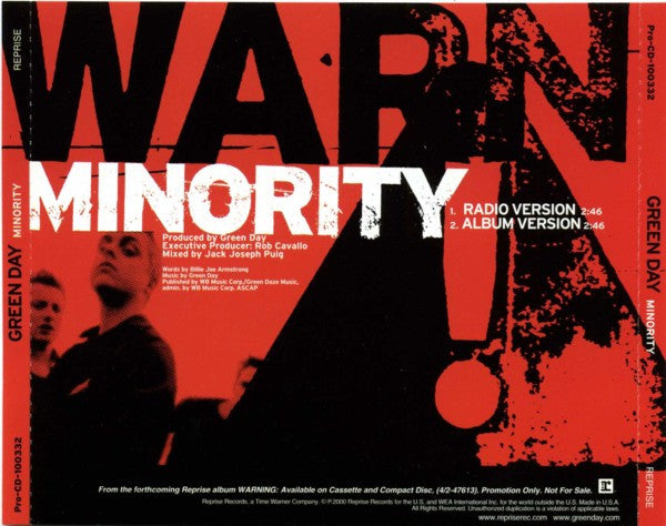 Green Day : Minority (CD, Single, Promo)