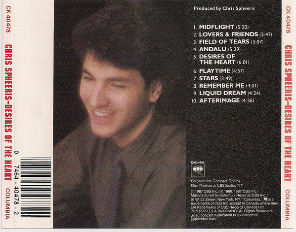Chris Spheeris : Desires Of The Heart (CD, Album, RE)