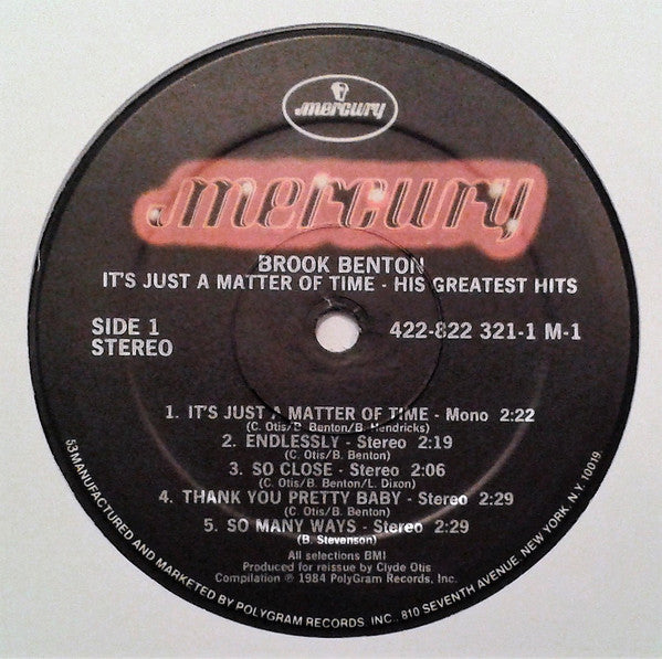 Brook Benton : His Greatest Hits, It's Just A Matter Of Time (LP, Comp, 53 )
