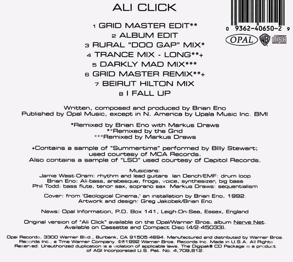 Brian Eno : Ali Click (CD, Maxi)