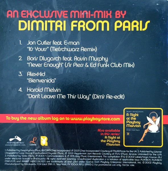 Dimitri From Paris : After The Playboy Mansion (An Exclusive Dimitri From Paris Mini-Mix Of Tracks From The New Double CD) (CD, Mixed, Promo)
