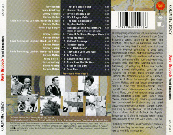 Dave Brubeck : Vocal Encounters (CD, Comp, RM)