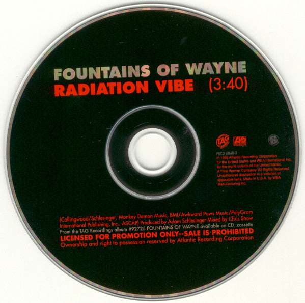 Fountains Of Wayne : Radiation Vibe (CD, Single, Promo)