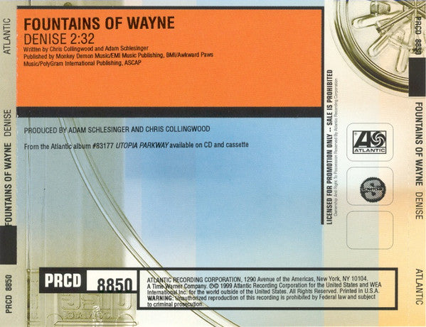 Fountains Of Wayne : Denise (CD, Single, Promo)