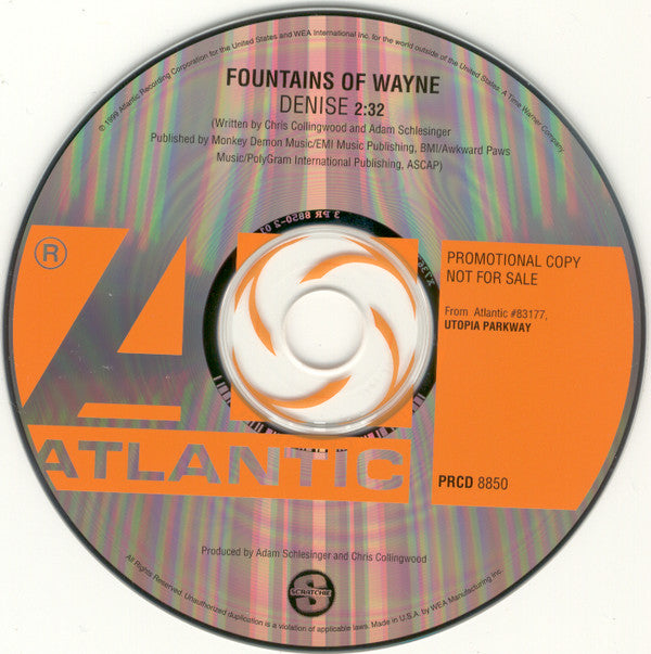 Fountains Of Wayne : Denise (CD, Single, Promo)