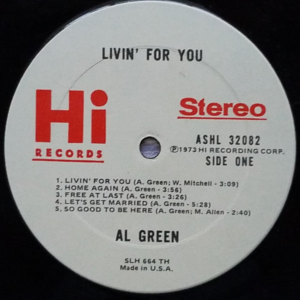 Al Green : Livin' For You (LP, Album, TH )