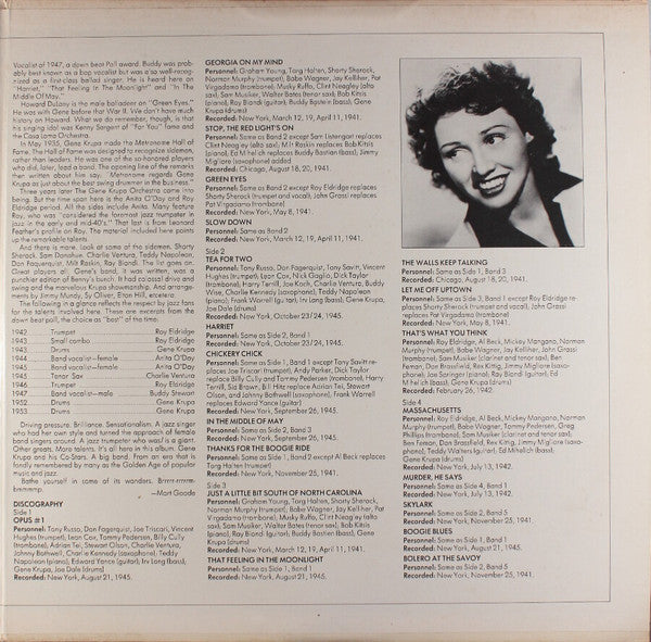 Gene Krupa, His Orchestra* And Anita O'Day Featuring Roy Eldridge : Gene Krupa, His Orchestra And Anita O'Day Featuring Roy Eldridge (2xLP, Comp)