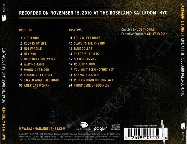 Bachman & Turner : Live At The Roseland Ballroom, NYC (2xCD, Album)