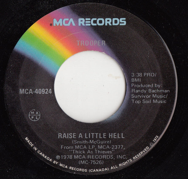 Trooper (4) : Raise A Little Hell / A Fine Mess (You've Gotten Us Into) (7", Single)
