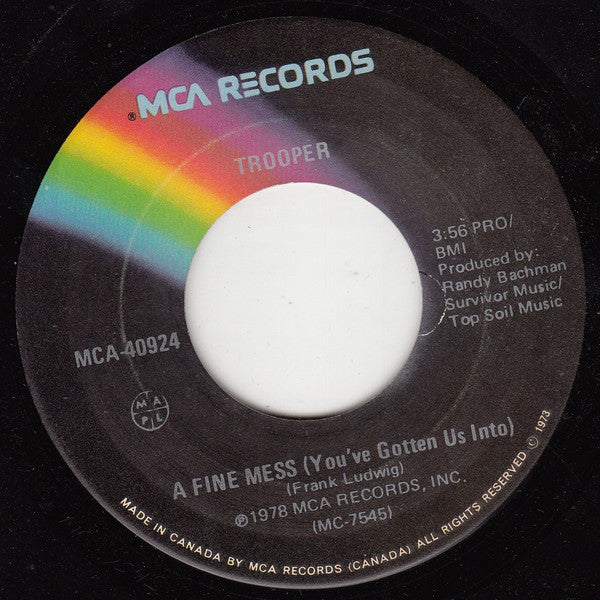 Trooper (4) : Raise A Little Hell / A Fine Mess (You've Gotten Us Into) (7", Single)