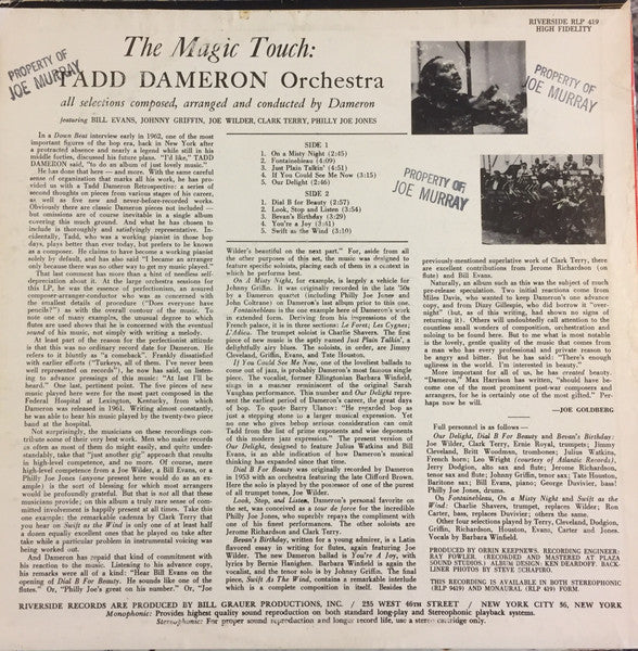 Tadd Dameron And His Orchestra : The Magic Touch (LP, Album, Mono, Promo)