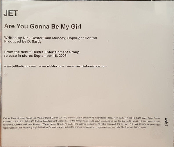 Jet (2) : Are You Gonna Be My Girl (CD, Single, Promo)